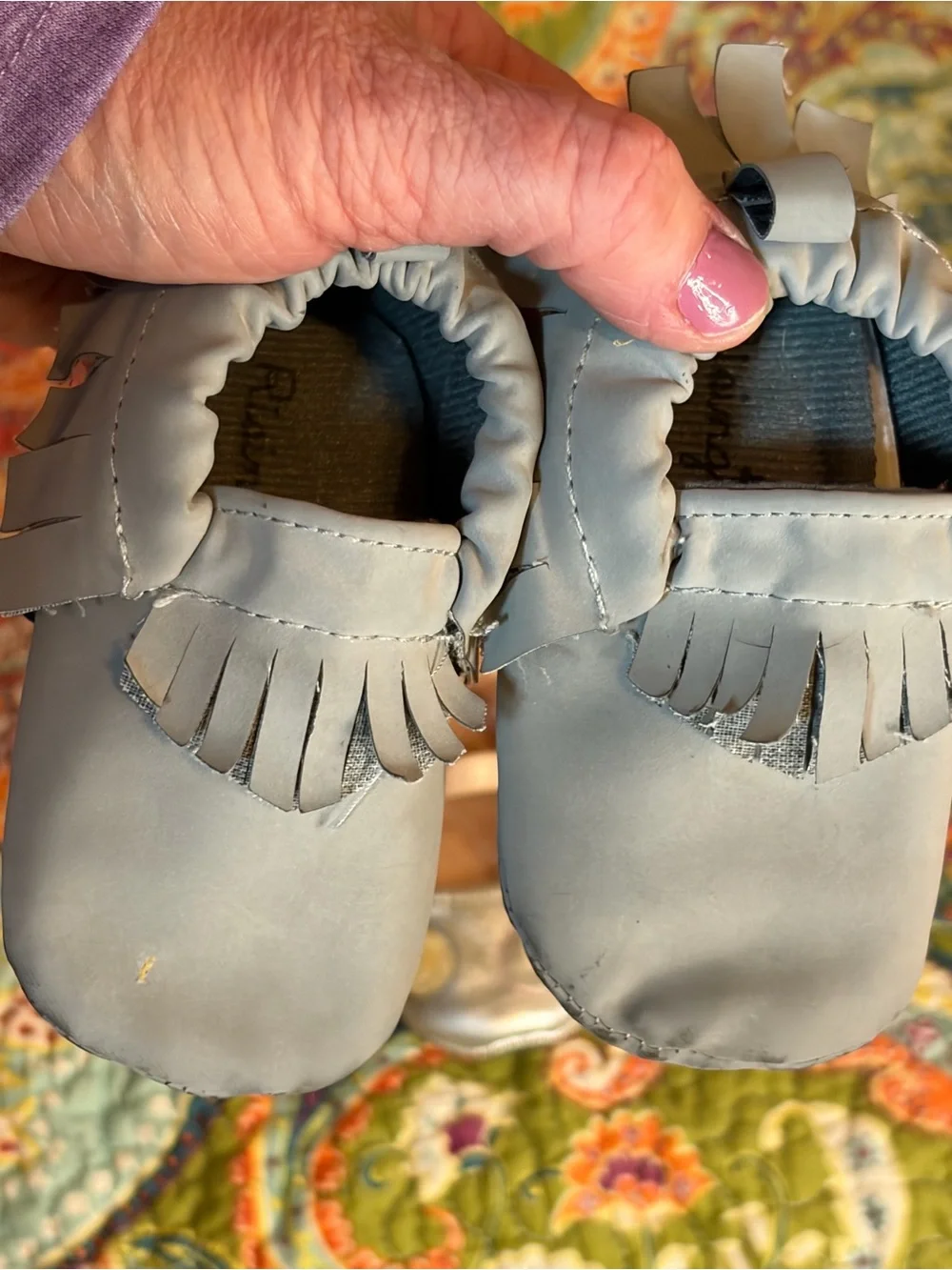 Metallic Ballet Flats (unknown) Fringe Booties (rising star) lot of three pairs